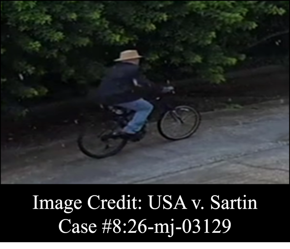 The suspect used a prosthetic mask and a bicycle in the heists, officials in Florida said.