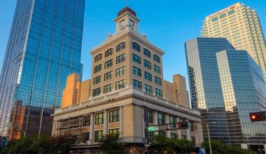 Tampa City Hall surrounded by high-rise buildings in downtown Tampa