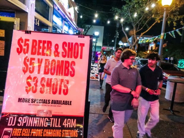 Himmarshee Village draws a big crowd during Spring Break in downtown Fort Lauderdale's entertainment district on Thursday, March 20, 2025. (Scott Luxor/Contributor)
