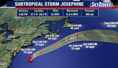 Subtropical Storm Josephine forms off East Coast before heading out to sea