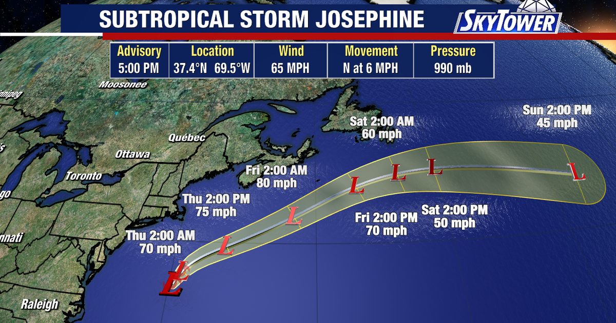 Subtropical Storm Josephine forms off East Coast before heading out to sea