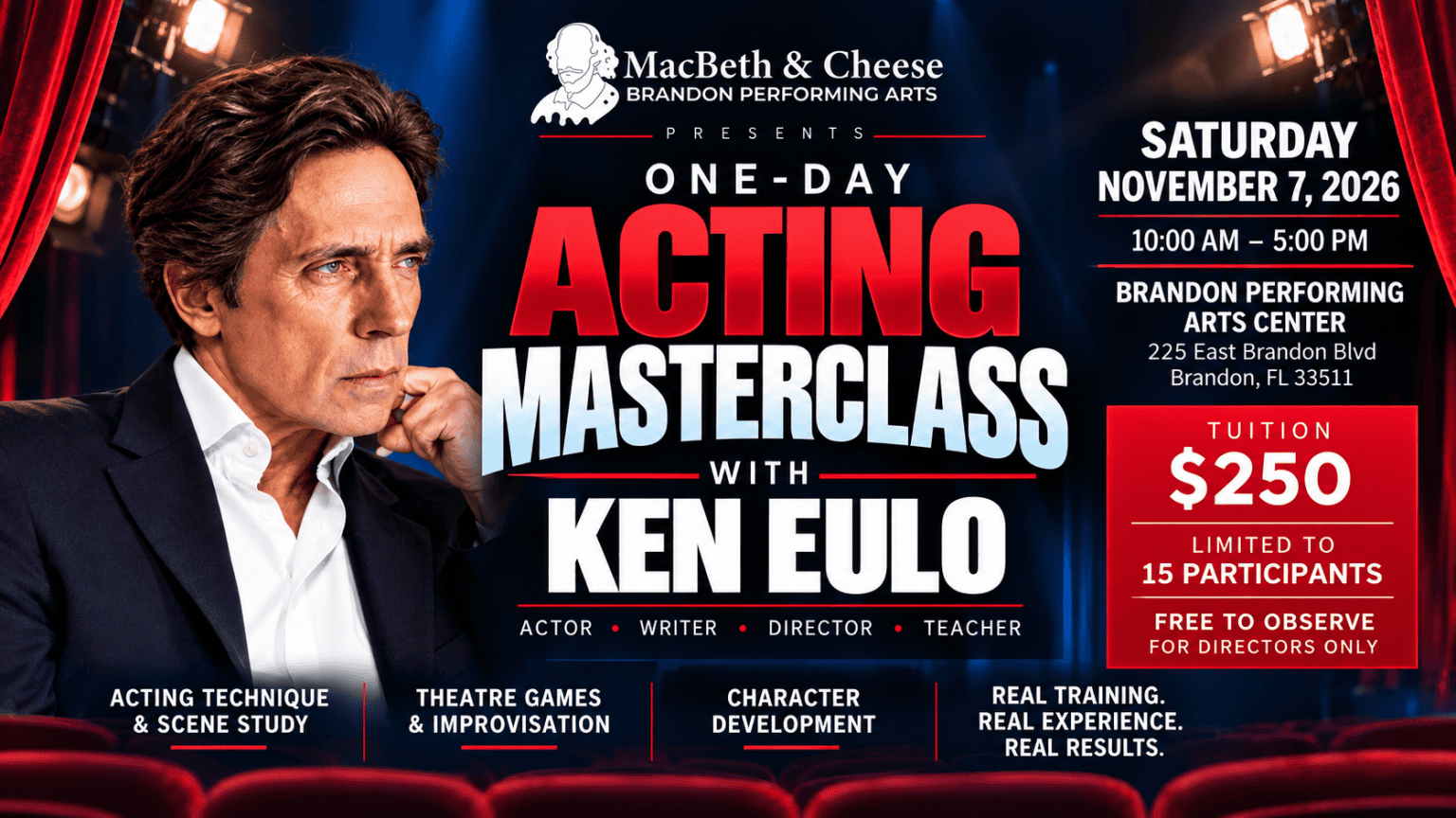 Macbeth & Cheese Presents: A One-day Acting Masterclass With Ken Eulo