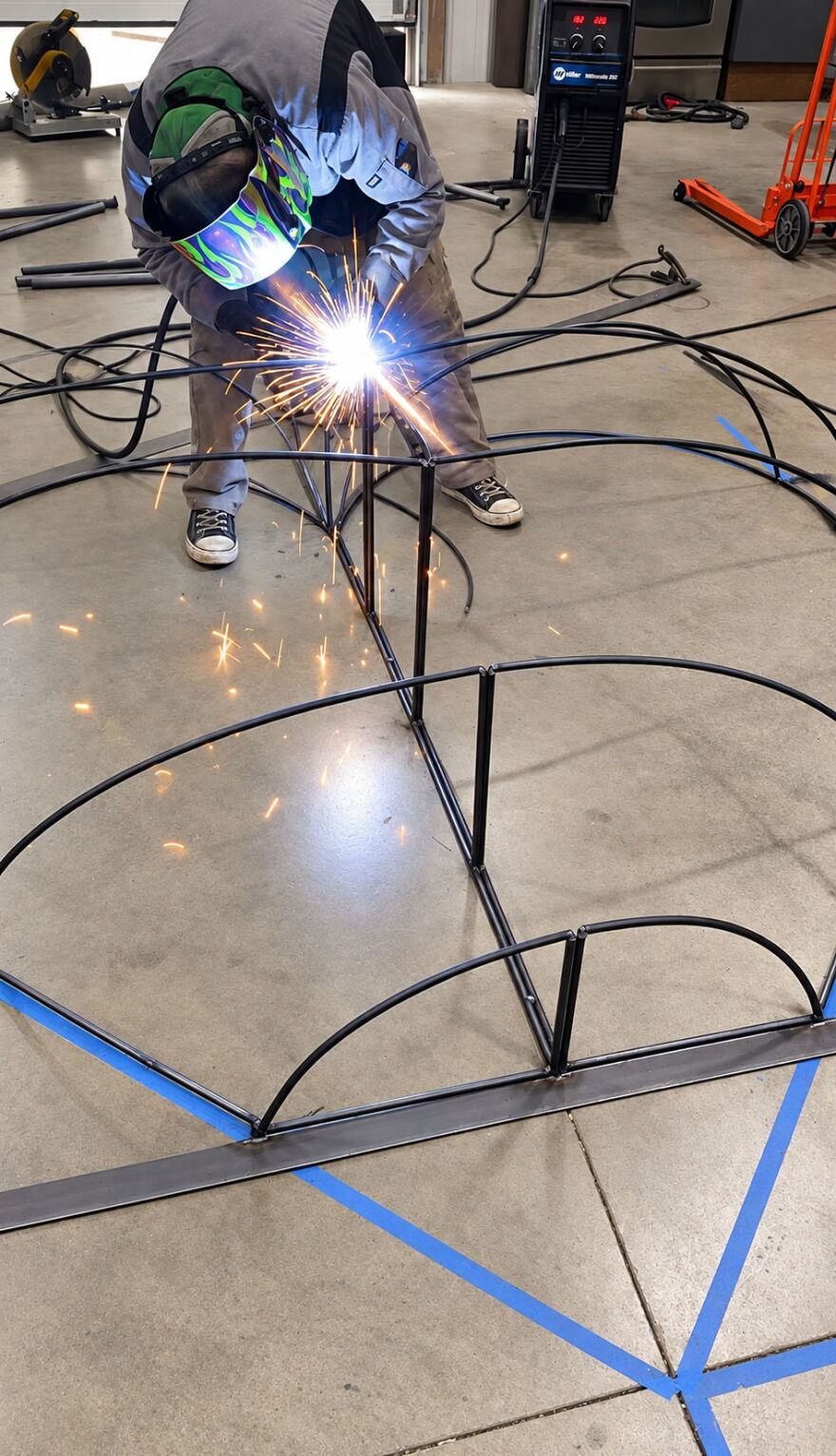 Jason 'Sandman' Sanders works on frame for 'Our Heavy Heart.'