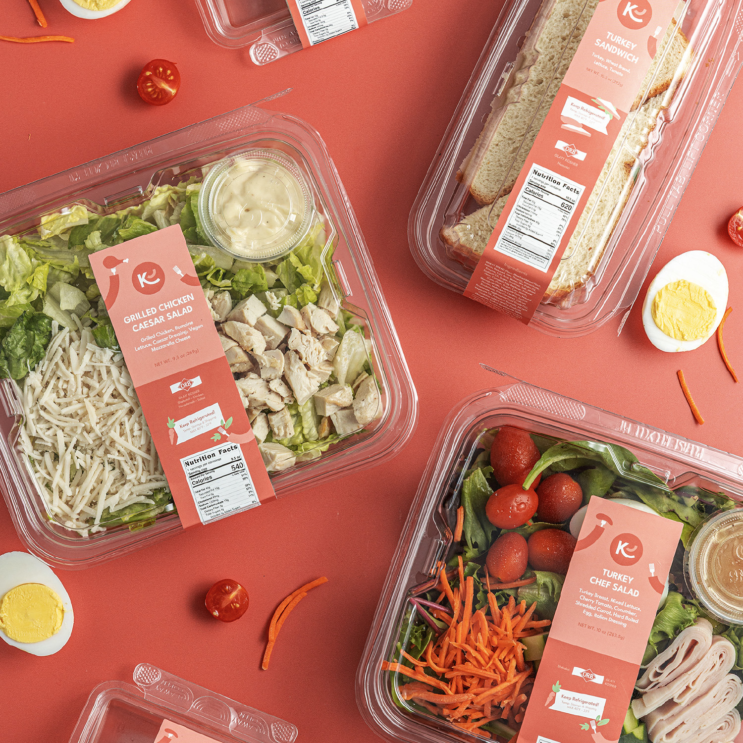 Kosher Eats Grab N' Go turkey sandwich and chef salads