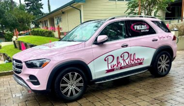 The Pink Ribbon Jax car was on site for photos despite the rain.