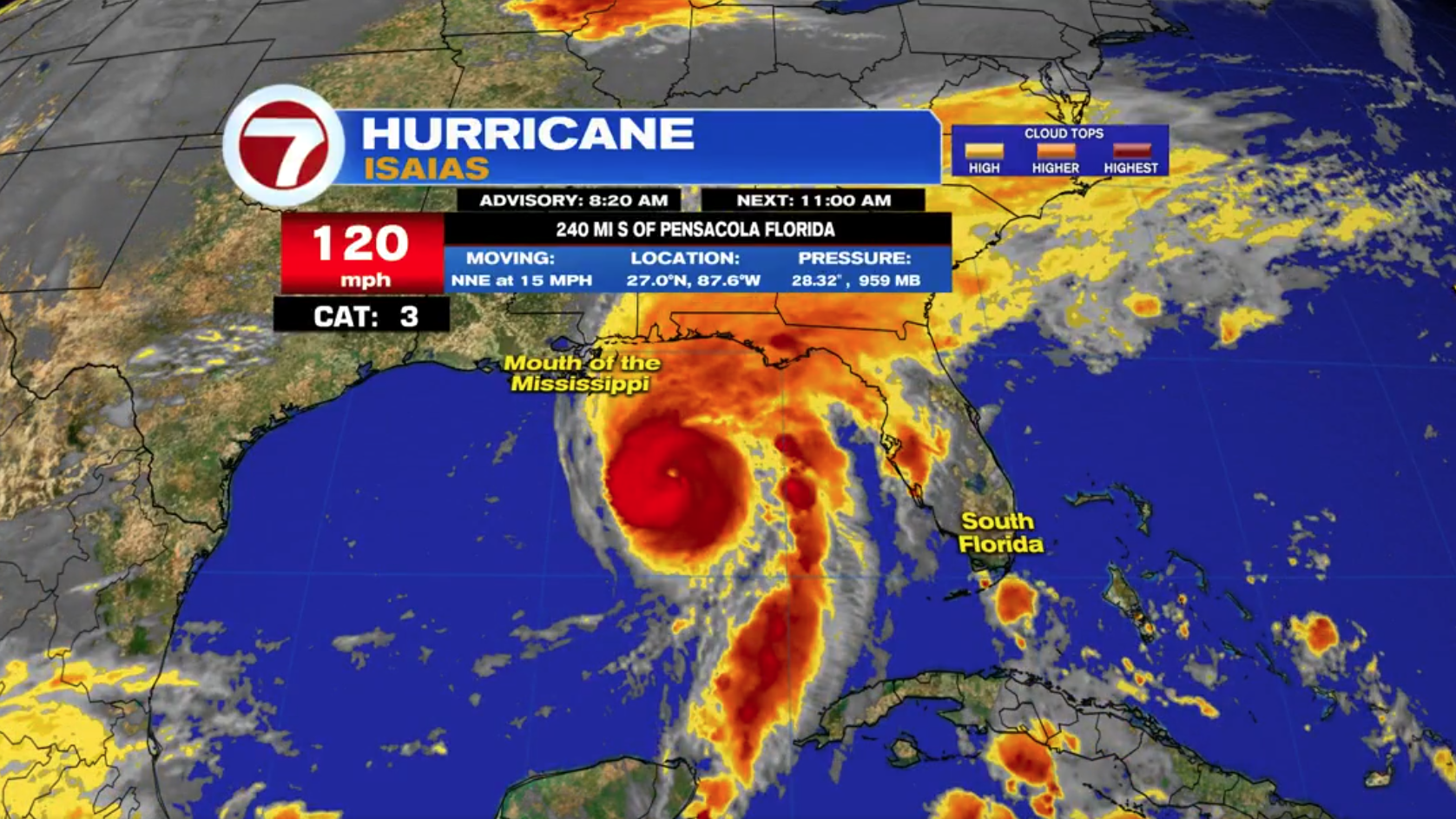 Isaias strengthens into Category 3 hurricane on path toward the US Gulf Coast - WSVN 7News | Miami News, Weather, Sports
