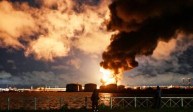 St. Petersburg oil facilities ablaze as Ukraine launches more than 1,000 drones at Russia