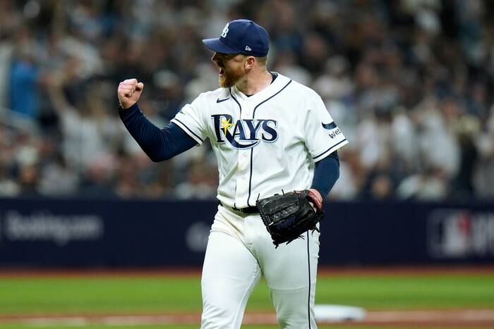 Rasmussen has no-hit bid for 7 2/3 innings, Rays open AL Division Series with 1-0 win over Yankees