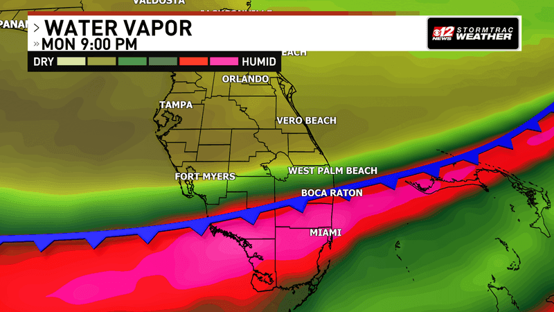 Isaias will create a frontal boundary that will pass through early next week and usher in a drier air mass. (WPEC)