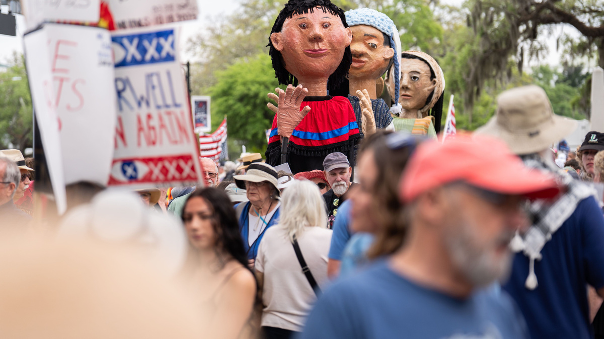 Roughly 2,000 demonstrators gather outside the Florida Capitol to voice their opposition to the Trump administration by participating in a No Kings protest Saturday, March 28, 2026. Roughly 2,000 demonstrators gather outside the Florida Capitol to voice their opposition to the Trump administration by participating in a No Kings protest Saturday, March 28, 2026.