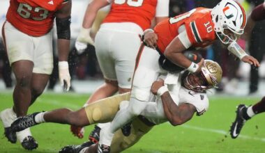 No. 3 Miami hangs on to beat Florida State, 43-35 in a double-overtime thriller