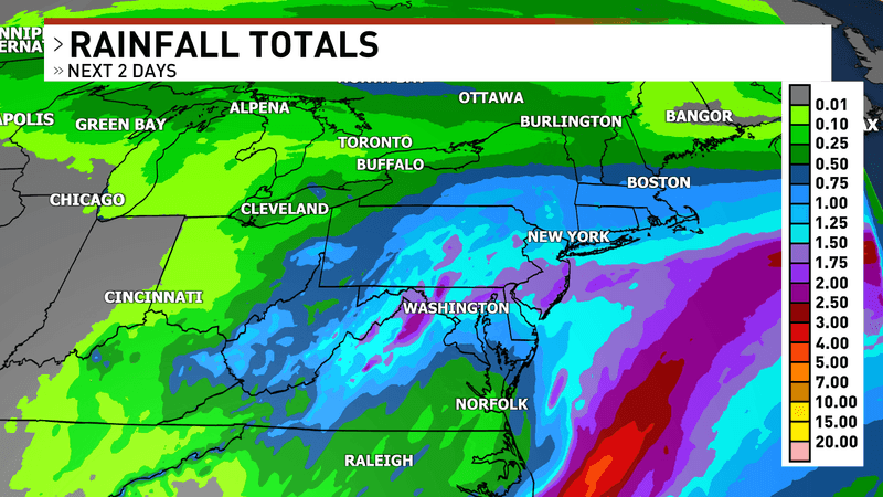 Rain totals next 2 days