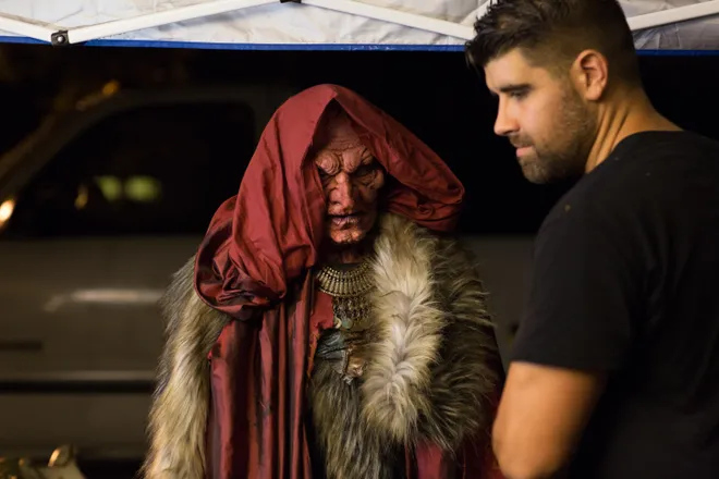 Hollywood special effects artist Wayne Anderson and one of his creations.