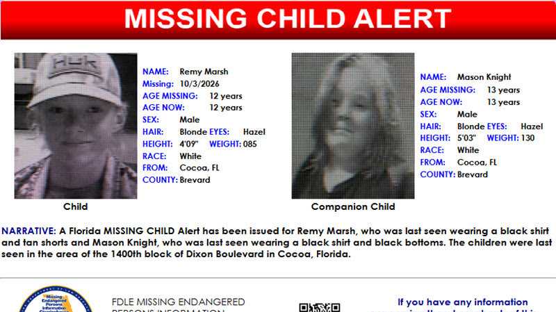 Florida Missing Child Alert issued for 2 boys last seen in Cocoa
