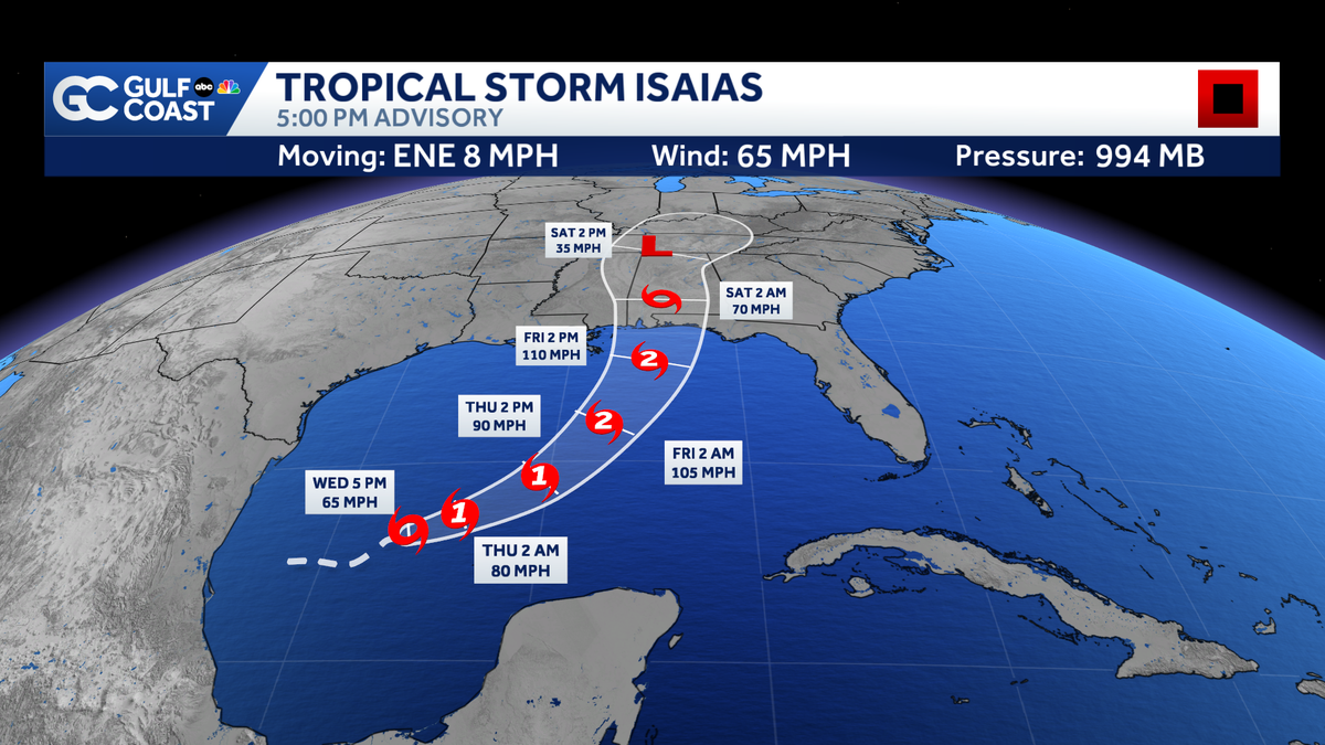 Tropical Storm Isaias to become a Category 2 hurricane