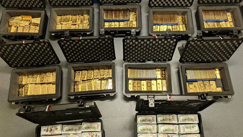 Cash and gold bars recovered in search of Rush's residence. (U.S. v. David J. Rush)