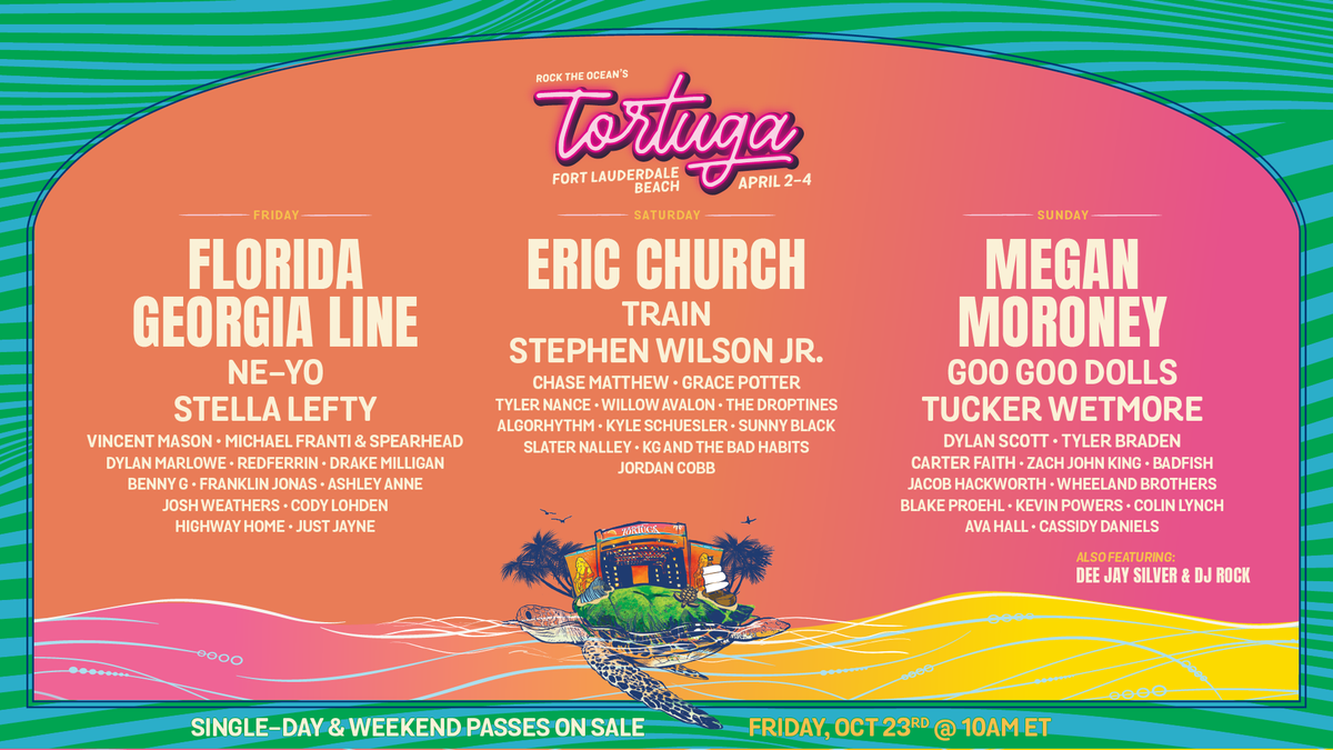 Rock the Ocean’s Tortuga Music Festival is back - April 2-4, 2027!