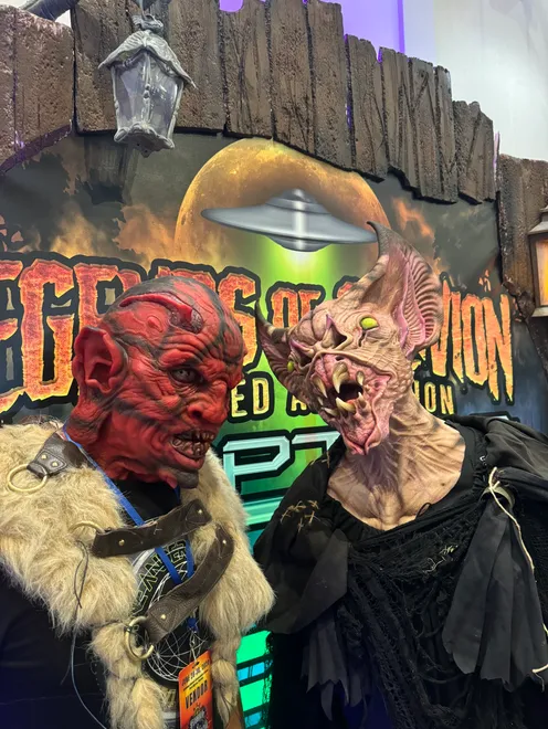 Two of the creepy creatures Wayne Anderson created for the 2024 Legends of Oblivion Haunted Attraction at Lee Civic Center.