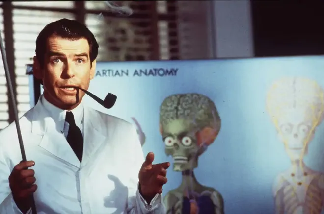Pierce Brosnan in “MARS ATTACKS!” which will be shown at the 2026 Tallahassee Film Festival.