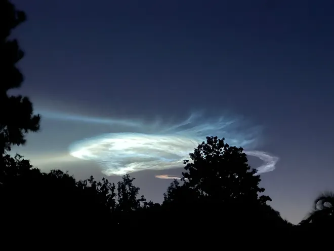Martha Gruender caught the SpaceX jellyfish in the skies near Lake Jackson.