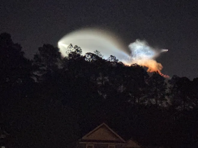 Martha Gruender caught the SpaceX jellyfish in the skies near Lake Jackson.