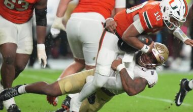 No. 3 Miami hangs on to beat Florida State, 43-35 in a double-overtime thriller :: WRAL.com