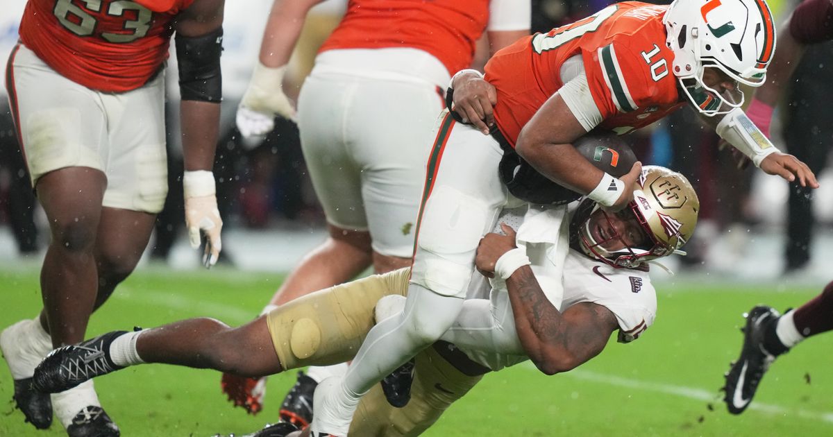 No. 3 Miami hangs on to beat Florida State, 43-35 in a double-overtime thriller :: WRAL.com