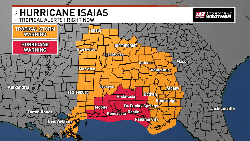 Impacts will be felt much farther inland than just where Isaias makes landfall. (WPEC)