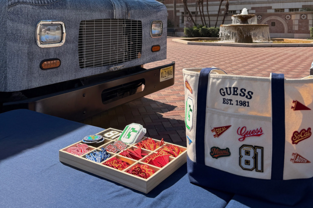 GUESS College Campus Tour tote bag and patches