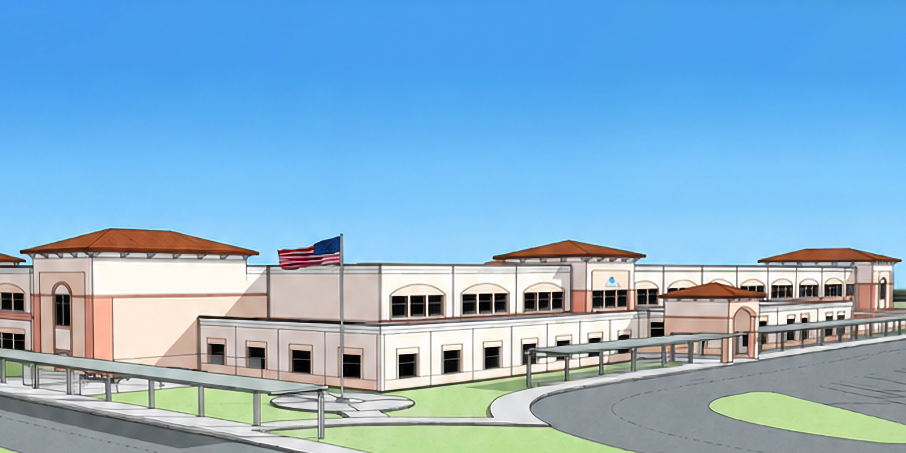 An updated conceptual rendering of the new Venetia Elementary School.