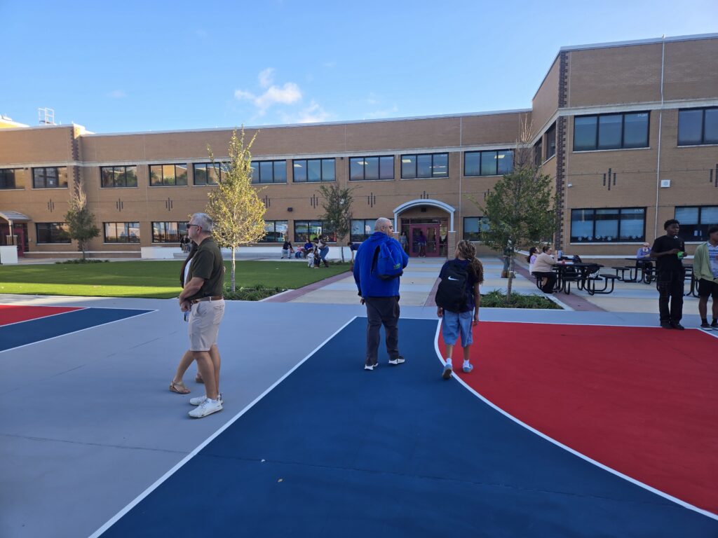 A renovated school courtyard with nice surface
