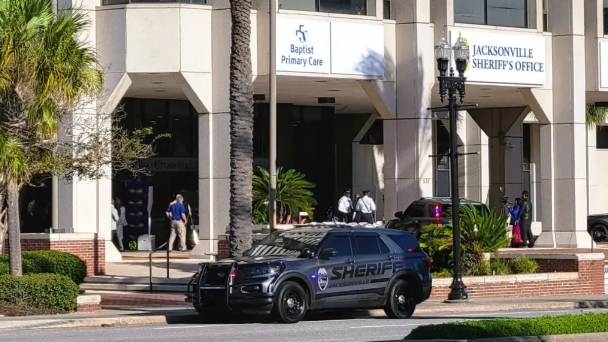 A view from the street of the Jacksonville Sheriff’s Office's new headquarters.