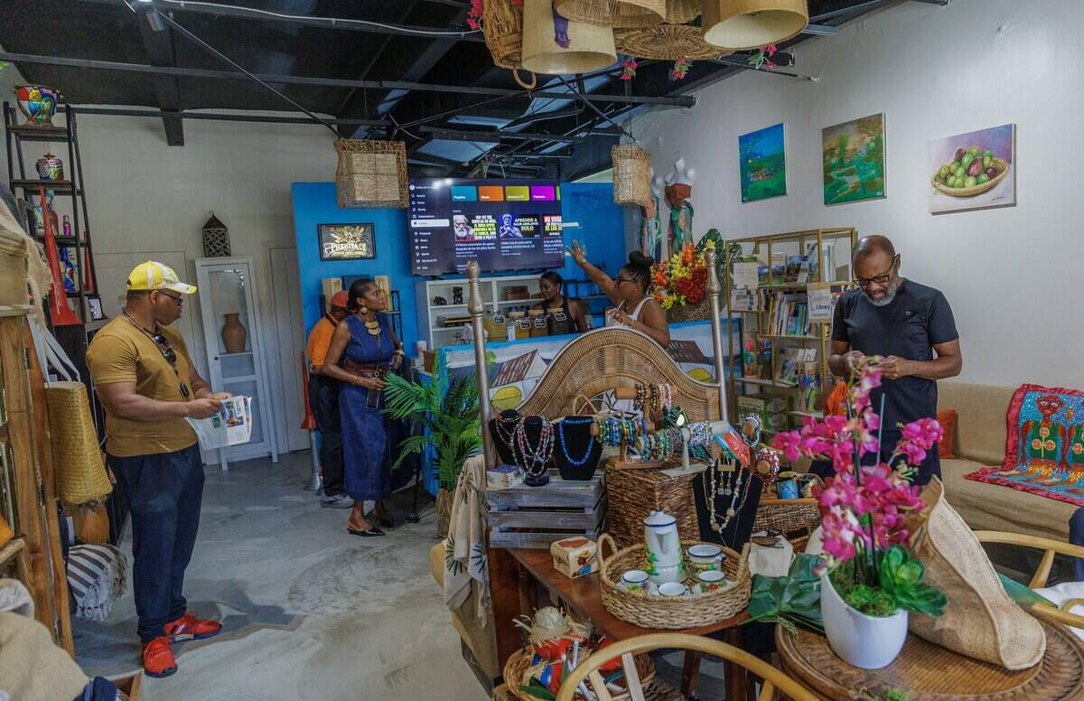 Patrons seen inside Tanbou Collective, a local Haitian and Caribbean gift shop and cultural boutique located in the Little Haiti, in Miami, Florida, on Saturday October 17, 2026.