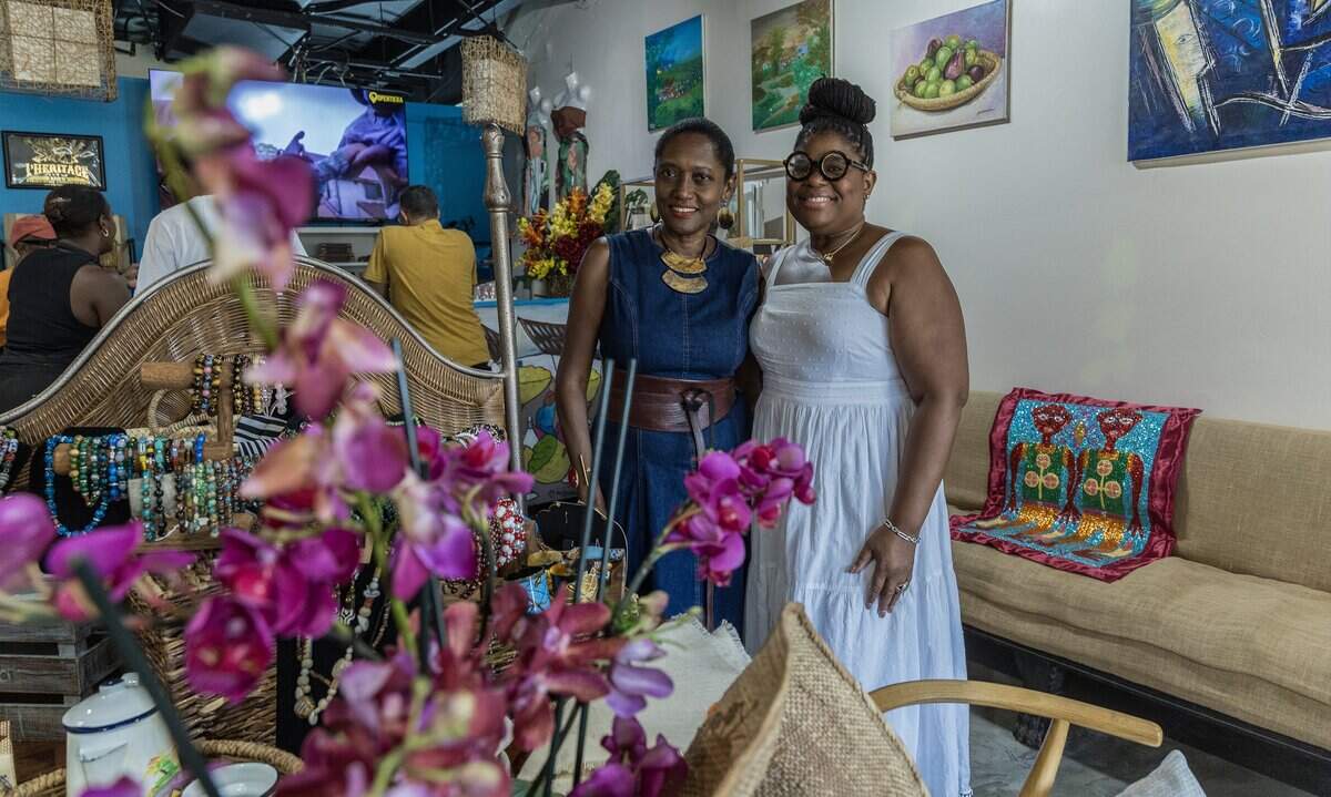 Owners Evelyne Blanchard and Sandy Dorsainvil posed inside Tanbou Collective, a local Haitian and Caribbean gift shop and cultural boutique located in the Little Haiti, in Miami, Florida, on Saturday October 17, 2026.