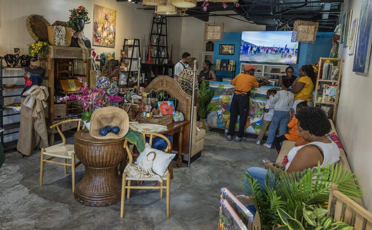 Patrons seen inside Tanbou Collective, a local Haitian and Caribbean gift shop and cultural boutique located in the Little Haiti, in Miami, Florida, on Saturday October 17, 2026.