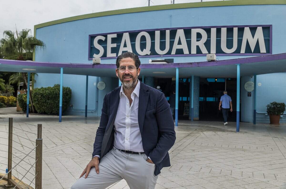 David Martin, CEO of Miami-based development firm Terra, posed inside of the Miami Seaquarium, in Virginia Key, that will be closing on Sunday October 12, after 70 years in business, almost a year after the seaquarium filed for bankruptcy and is planning to sell the lease on its public waterfront property for $22.5 million to him and a subsidiary of his development company, on Friday October, 10 2025.