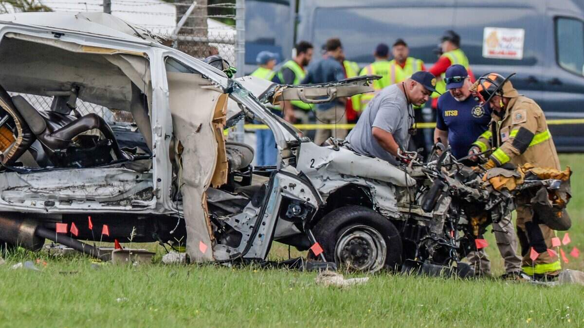 Investigations continue at the plane crash scene on Tuesday, September 8, 2026, after an Amazon Prime Air Boeing 767 crashed off a runway, west of Miami International Airport in Miami on Sunday, Sept. 6, 2026.