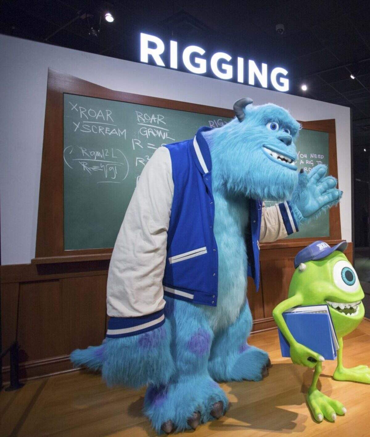 Sulley and Mike from “Monsters, Inc.” are featured in the rigging section of “The Science Behind Pixar,” where visitors learn how animators create movement in digital characters.