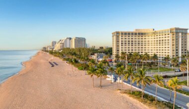 image a hotel on a Fort Lauderdale beach on a sunny day.