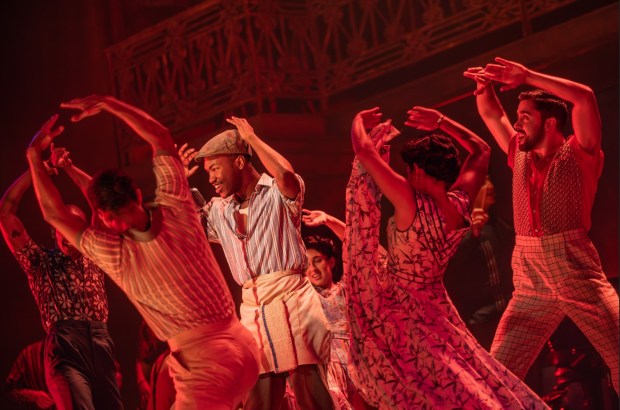 Jaleel Battles Jr. (center) and the North American Tour company of the Broadway musical "Buena Vista Social Club." (Matthew Murphy/Courtesy)