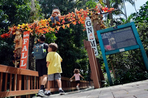 A harvest-themed entryway marks the upcoming Harvest Festival at Flamingo Gardens in Davie. (Amy Beth Bennett/South Florida Sun Sentinel)