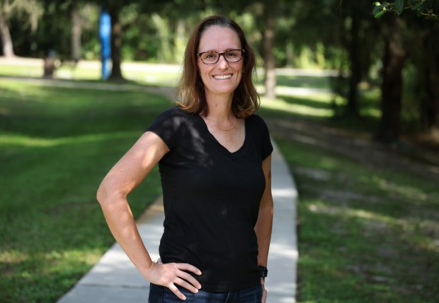Meghan McCollum, who is planning to vote against Florida Amendment 3, at Round Lake Park in Oviedo, Friday, September 25, 2026. Amendment 3 is a 2026 general election ballot measure to increase tax exemptions for primary residences. (Joe Burbank/Orlando Sentinel)