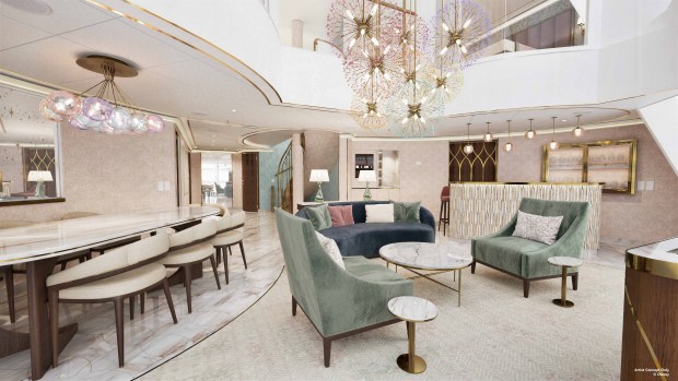 The Disney Believe will feature the Believe Tower Suite inspired by the Magic Kingdom. Disney Cruise Line's fourth Wish-class ship will debut out of Fort Lauderdale in December 2027. (Courtesy of Walt Disney Co.)