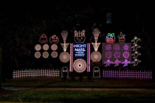 Laureate Park Lights is a display that's synchronized to music with singing pumpkins and a cauldron at 8195 Upper Perse Circle in Orlando on Oct. 17, 2026. (Patrick Connolly/Orlando Sentinel)