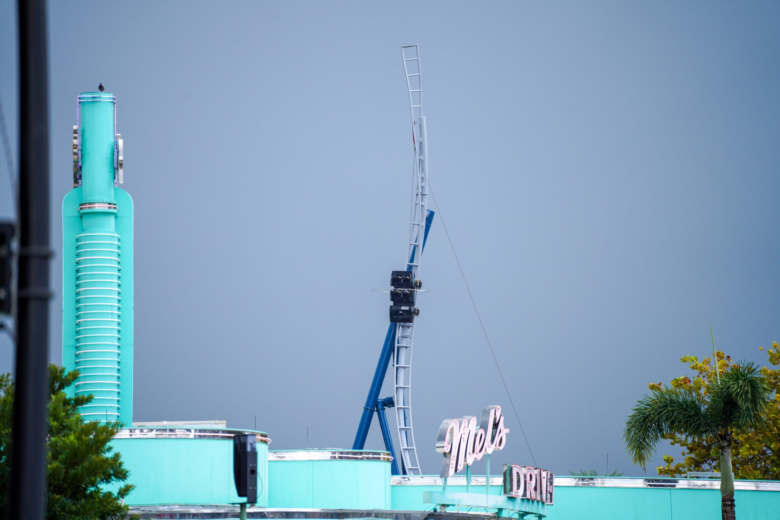 Pull testing has reached the towering spike of Fast & Furious: Hollywood Drift at Universal Studios Florida, with new photos from bioreconstruct showing how crews pull the test vehicle up the track and inspect its traction.