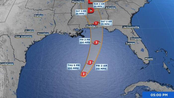 Category 2 Hurricane Isaias now has 100 mph winds as it targets landfall on northern Gulf Coast