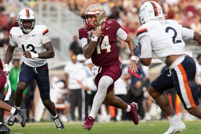 Ashton Daniels sets Florida State quarterback record with 5 rushing TDs in 38-7 rout of Virginia