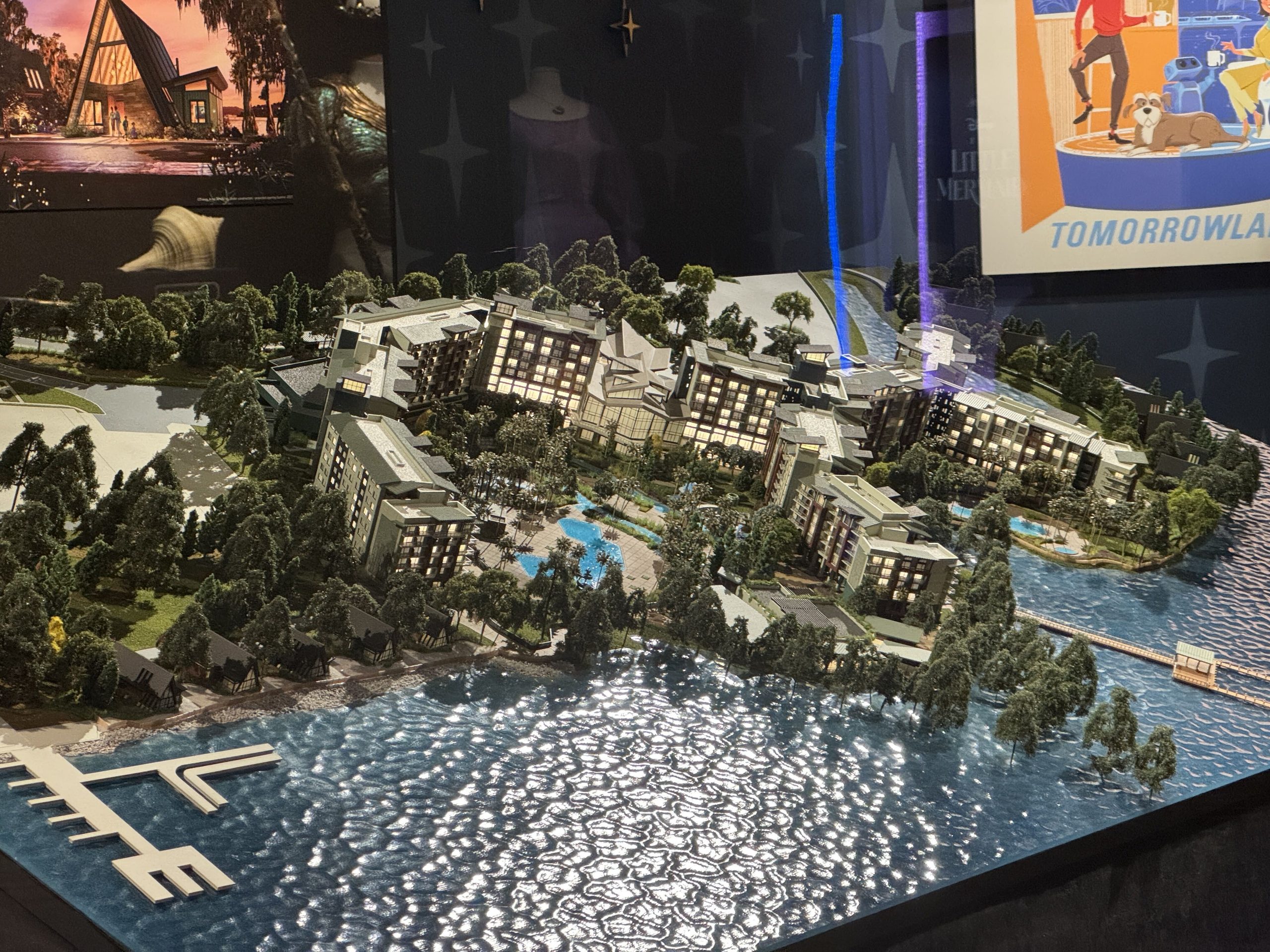 A scale model of Disney’s Lakeshore Lodge is on display at the Walt Disney Presents theater at Disney’s Hollywood Studios.