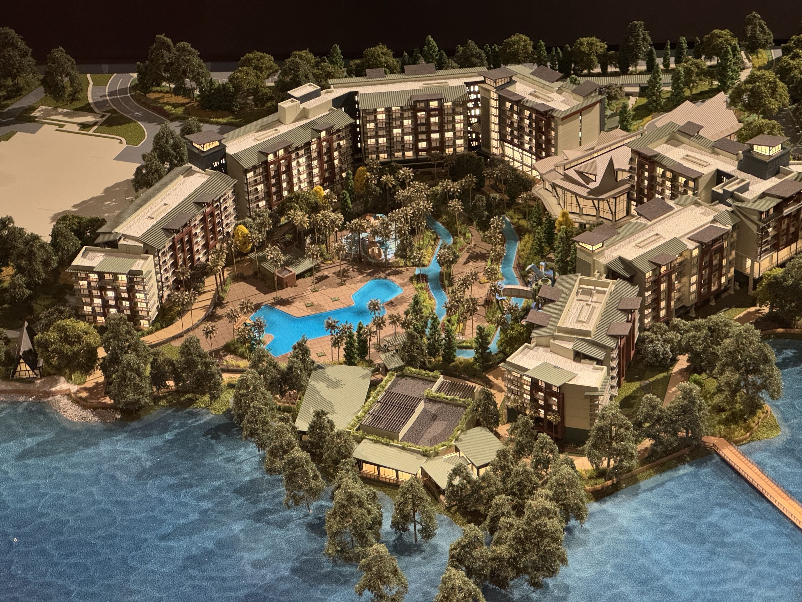 A scale model of Disney’s Lakeshore Lodge is on display at the Walt Disney Presents theater at Disney’s Hollywood Studios.