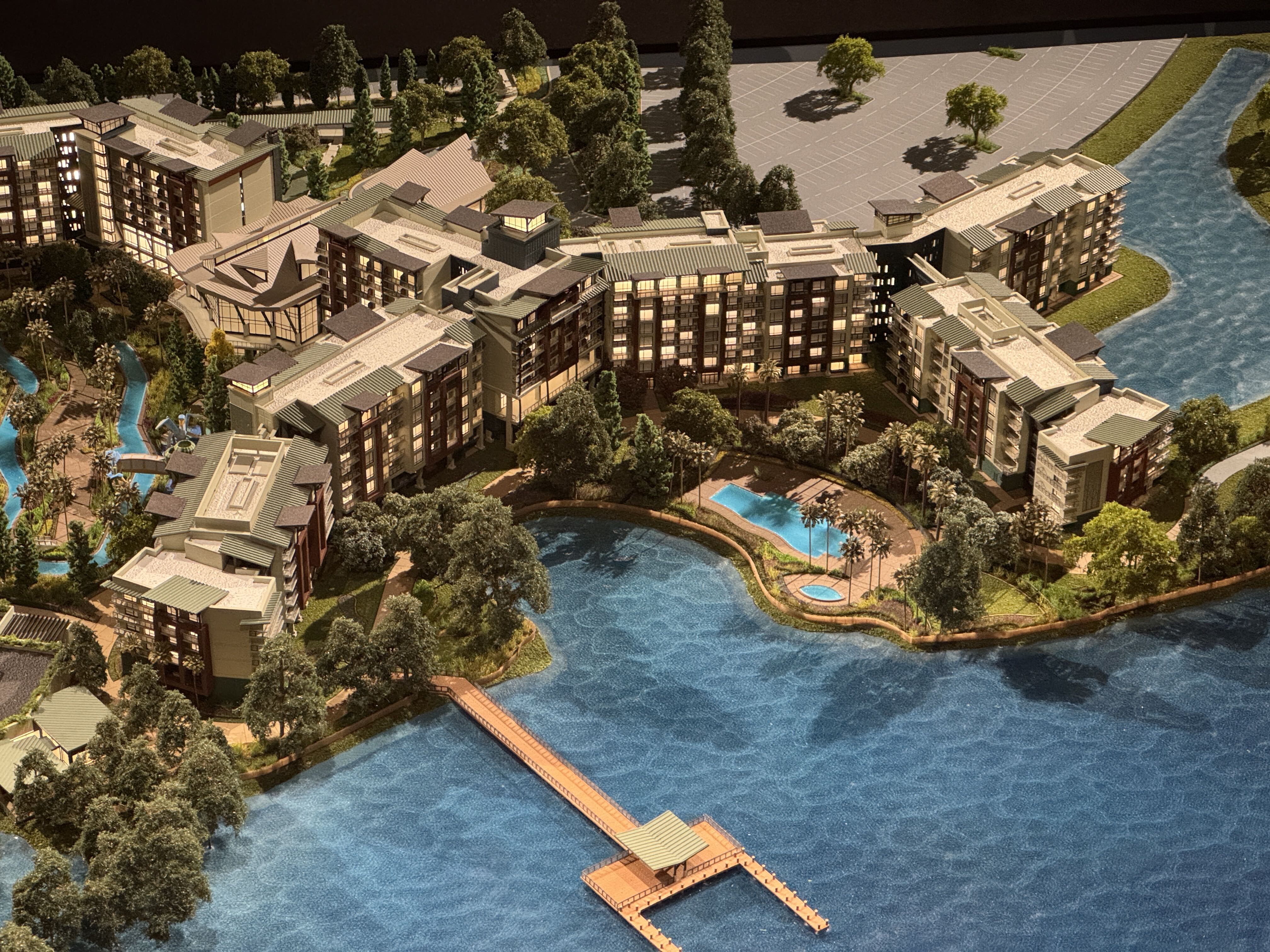 A scale model of Disney’s Lakeshore Lodge is on display at the Walt Disney Presents theater at Disney’s Hollywood Studios.